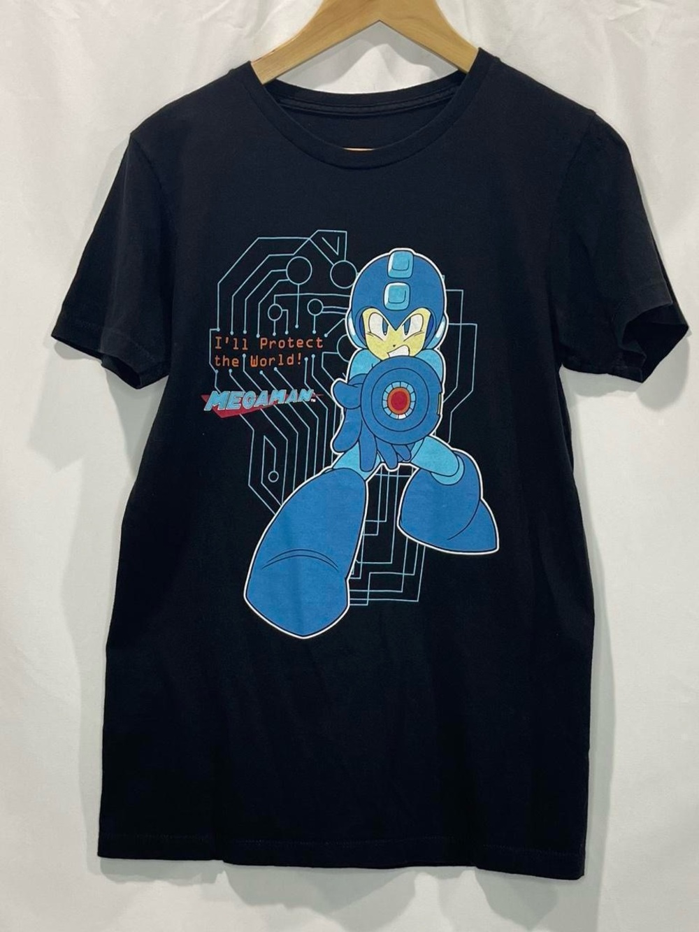 Black Graphic T-Shirt - Blue Character Print